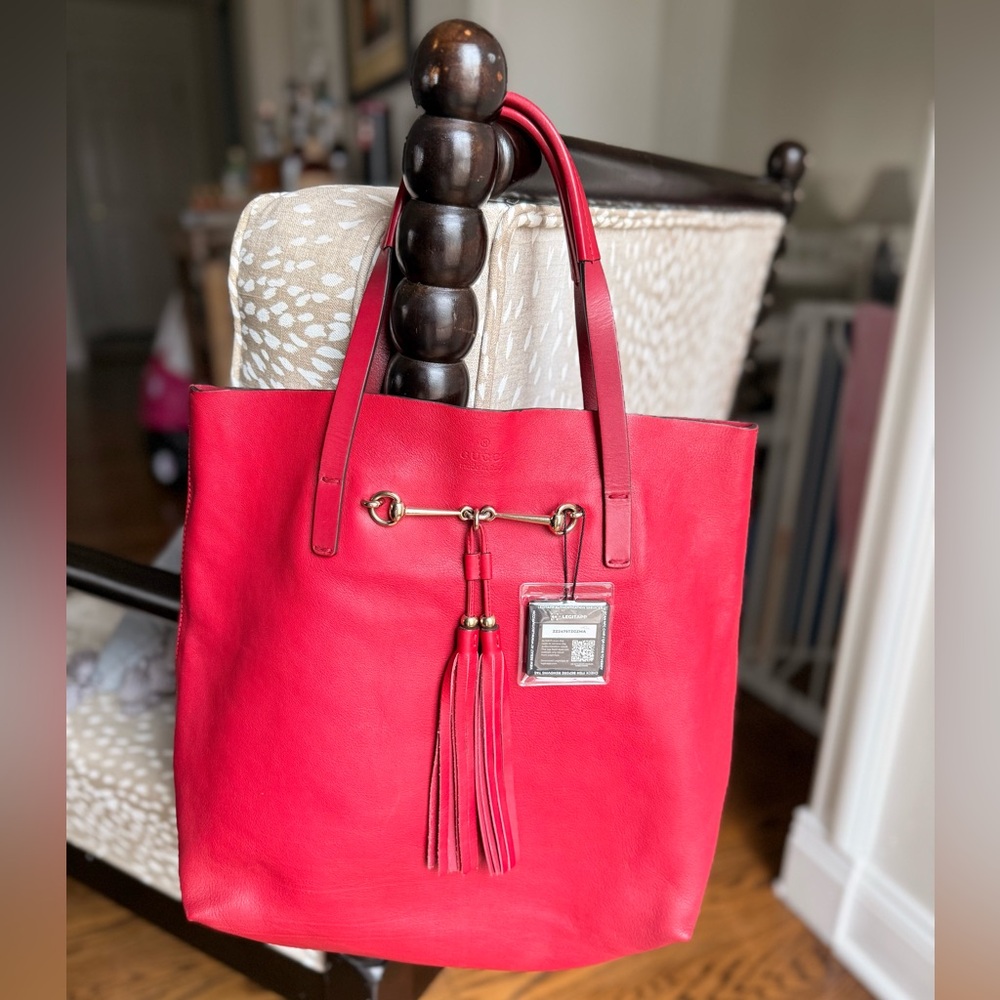 Gucci Rare Red Leather Horsebit Tote